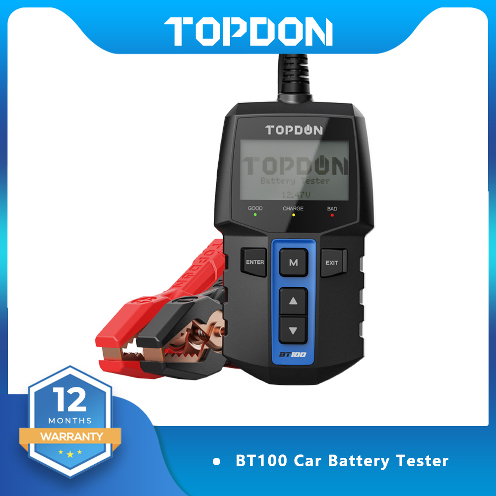 Battery Load Tester - TOPDON BT100 12V เครื่องทดสอบแบตเตอรี่รถยนต์ดิจิตอลการวินิจฉัยยานยนต์เครื่องทดสอบแบตเตอรี่เครื่องวิเคราะห์รถ Cranking ชาร์จเครื่องสแกนเนอร์เครื่องมือ